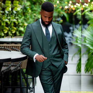 Aidase High Quality Green Men's Suits For Wedding Customized Single Breasted Peak Lapel Slim Fit 3 Piece Jacket Pants Vest Costume aidase-shop